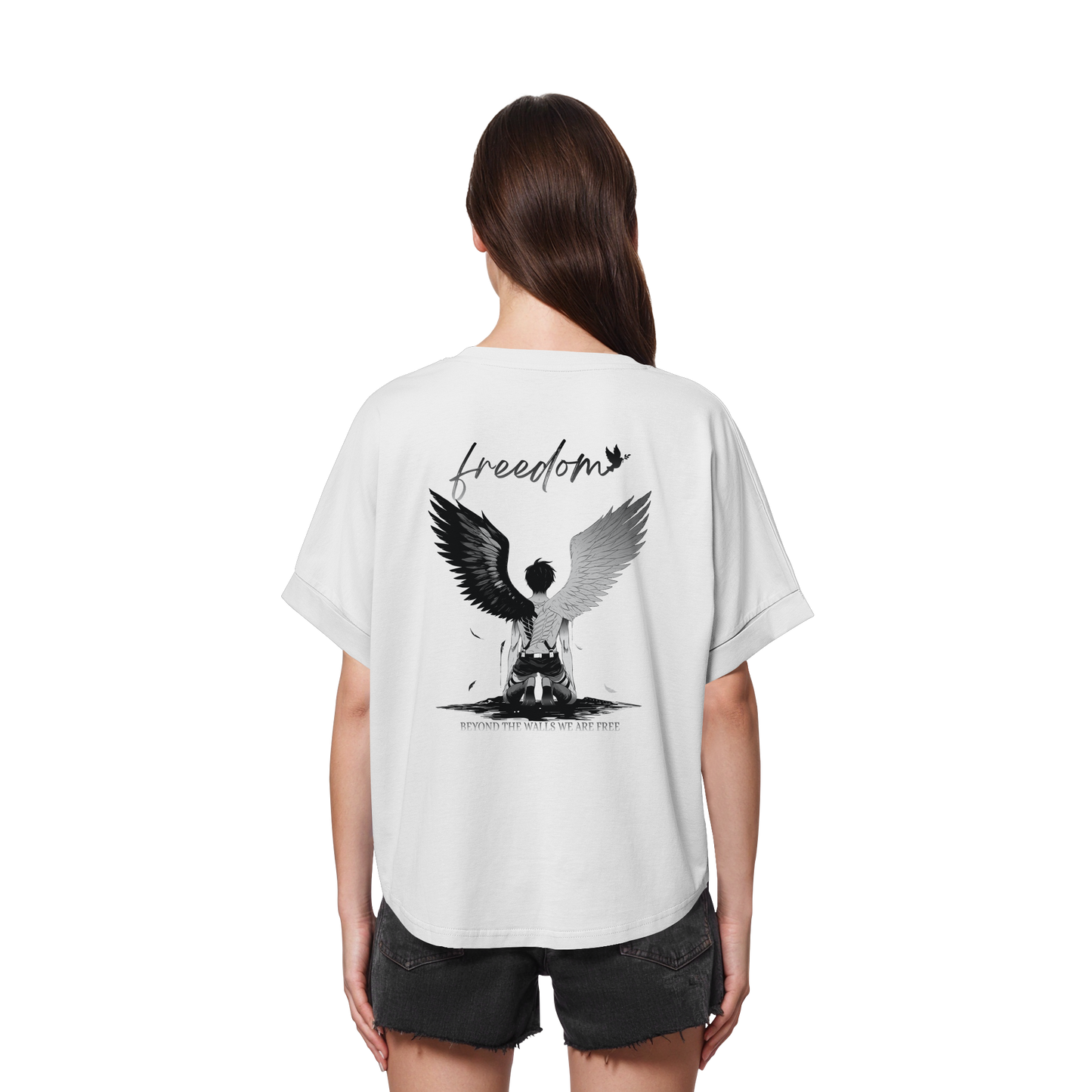 "Freedom" Back Womens Organic Rolled Sleeves Shirt