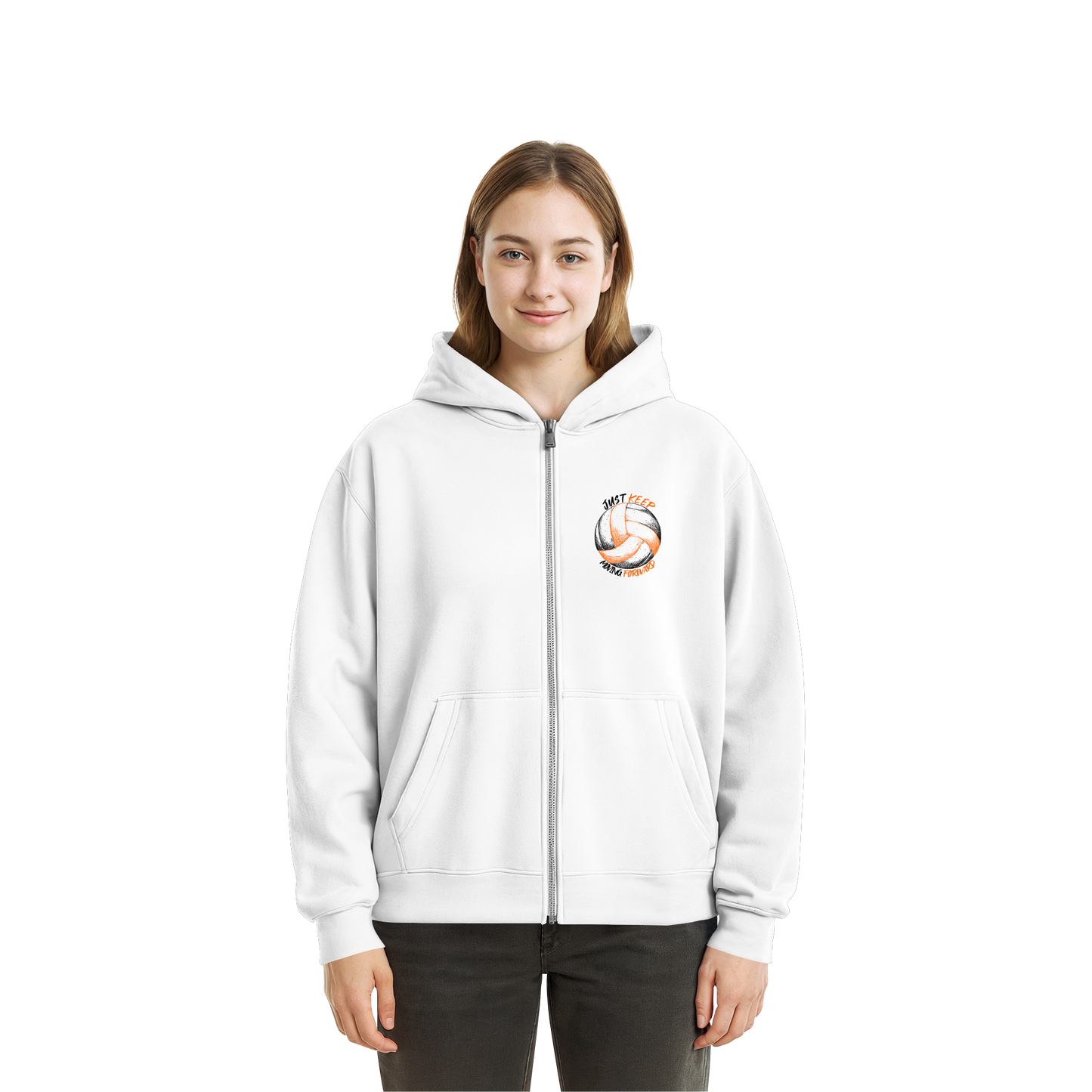 "God Of Protection" White Fluffy Boxcut Zipper