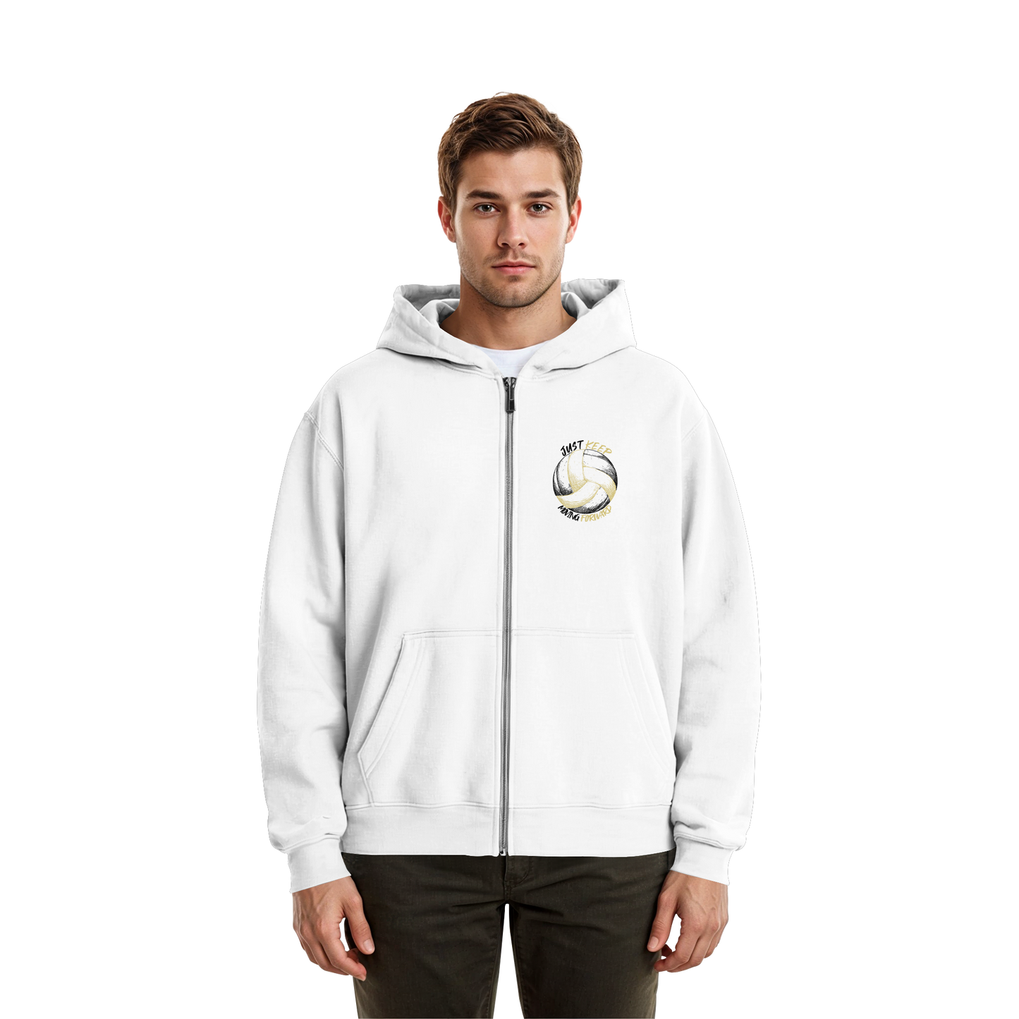 "Ace Of The Outside Attack" White Fluffy Boxcut Zipper