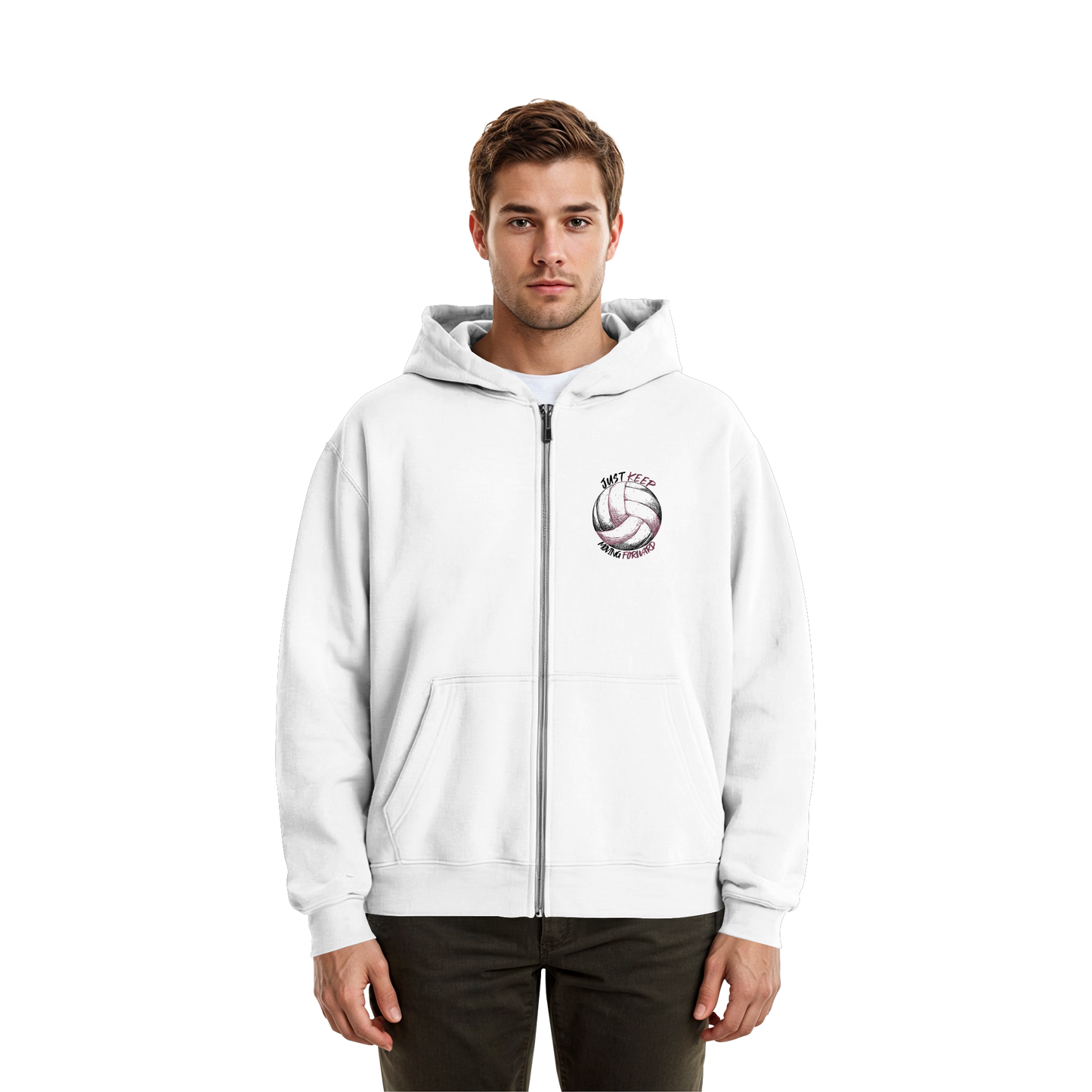 "God Of The Attack" White Fluffy Boxcut Zipper