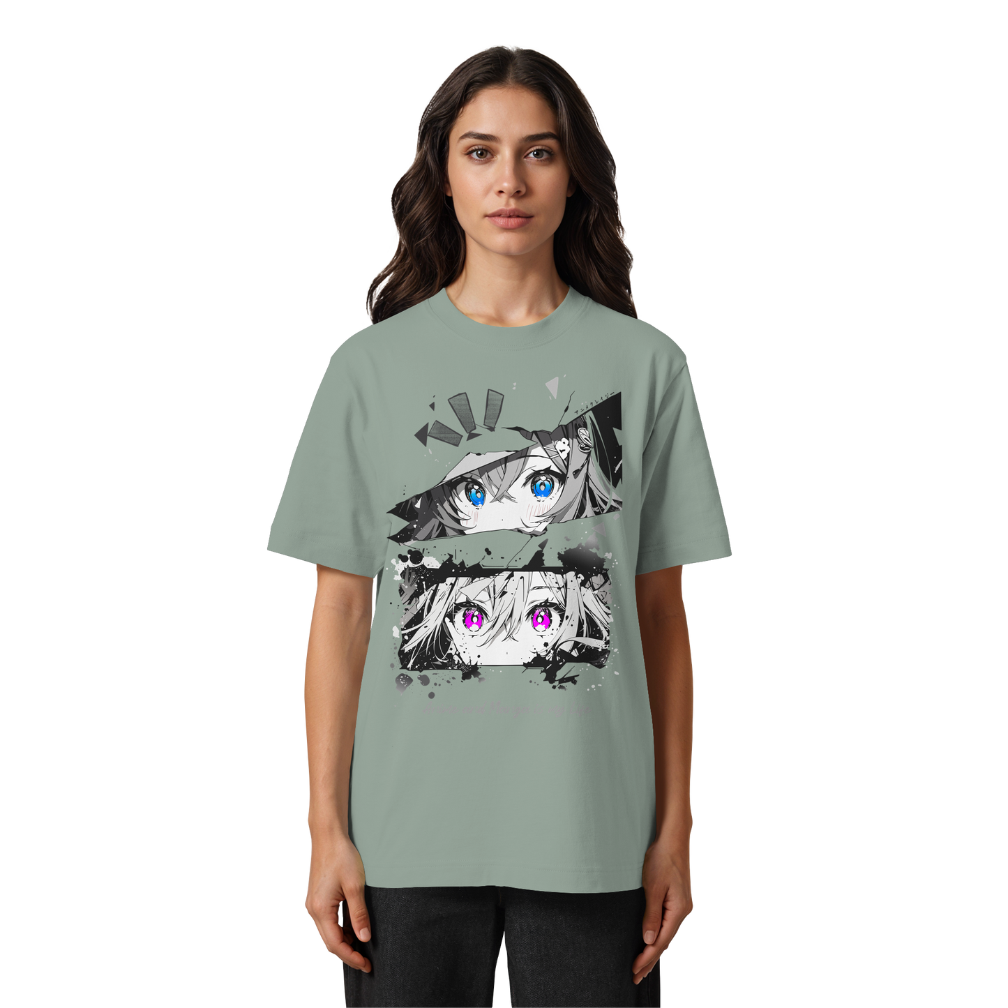 "Anime Eyes" Front - Heavy Oversized Organic Shirt