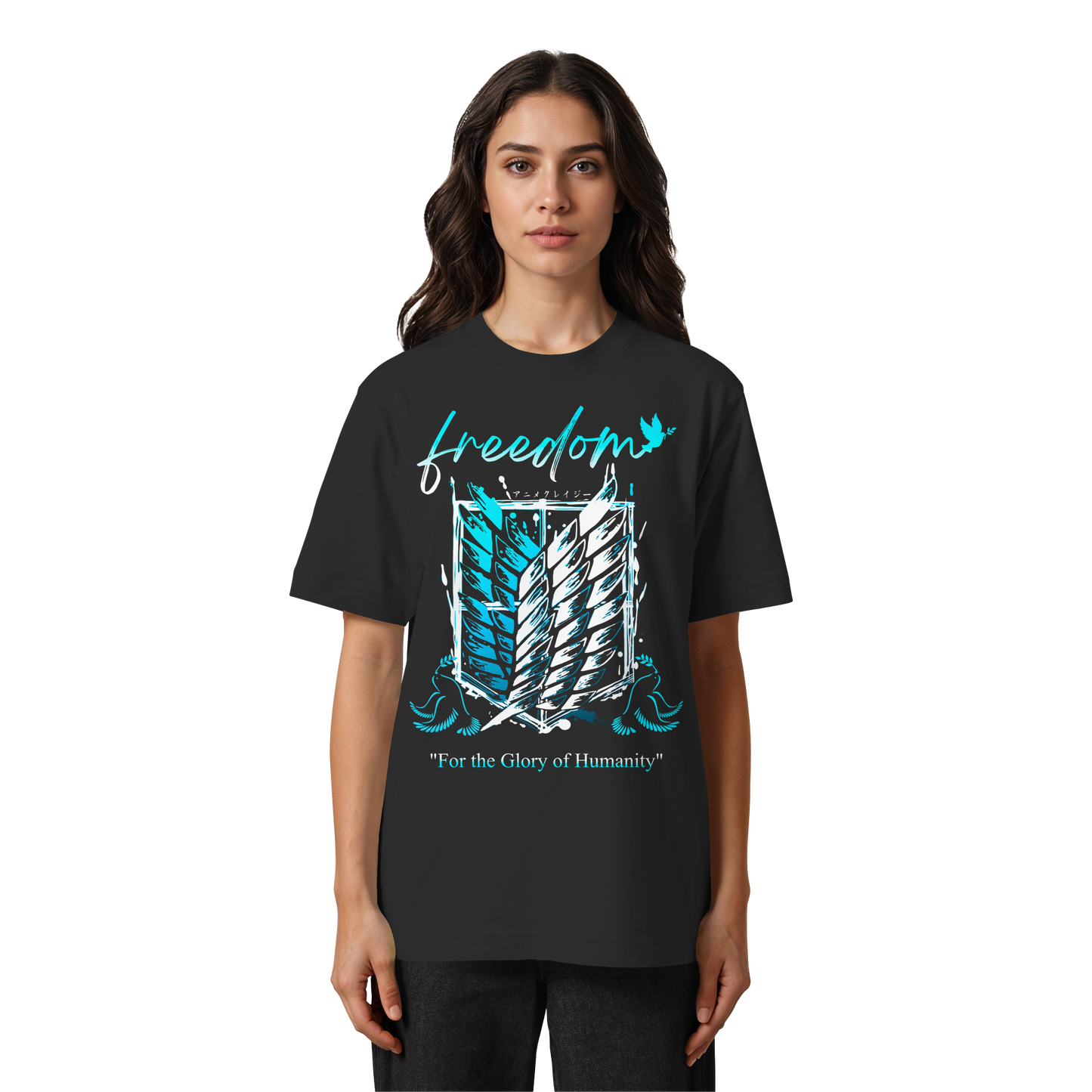 "Blue Rebellion - Wings Of Hope" Front Heavy Oversized Organic Shirt