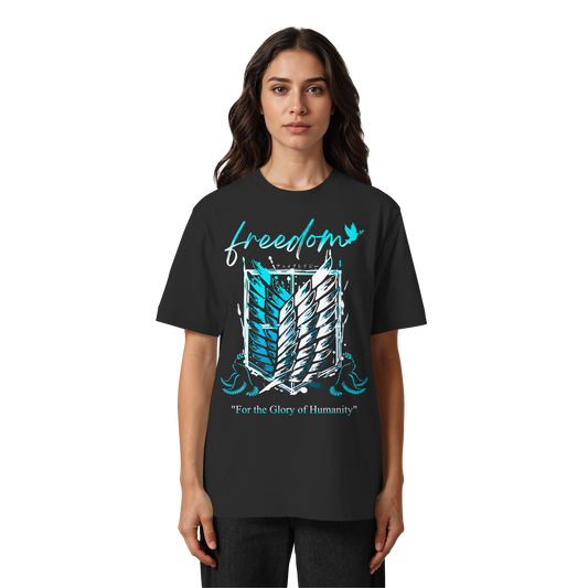 "Blue Rebellion - Wings Of Hope" Front Heavy Oversized Organic Shirt