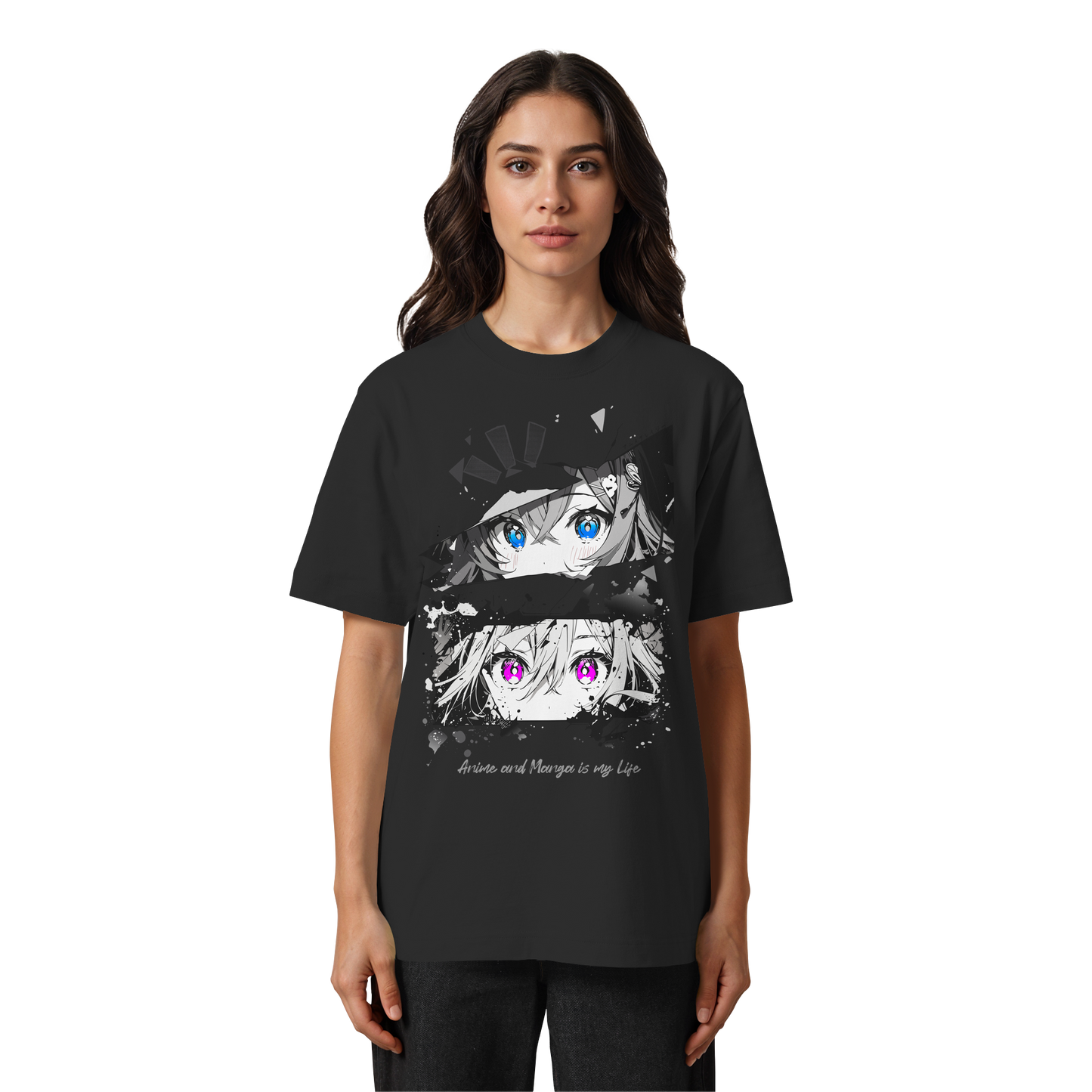 "Anime Eyes" Front - Heavy Oversized Organic Shirt