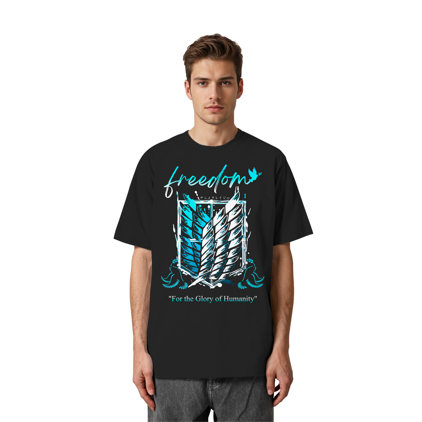"Blue Rebellion - Wings Of Hope" Front Heavy Oversized Organic Shirt
