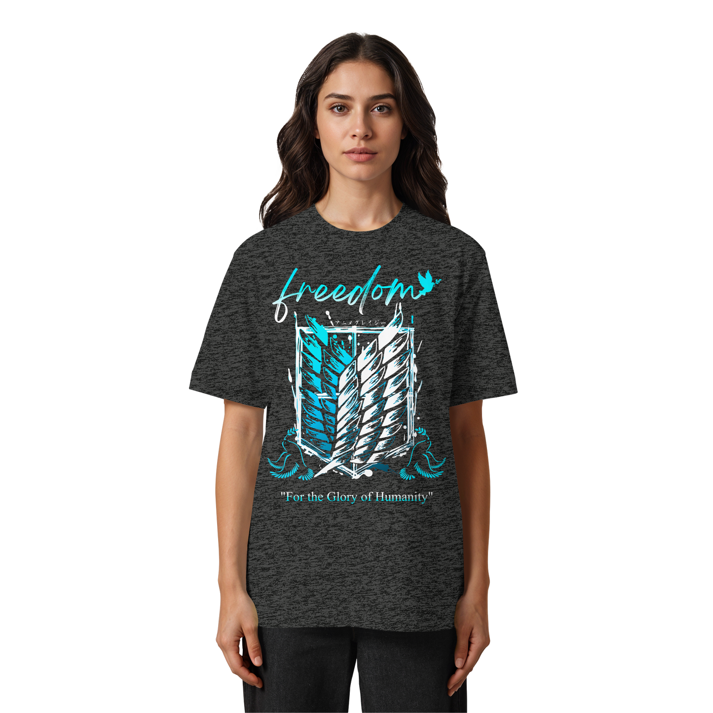 "Blue Rebellion - Wings Of Hope" Front Heavy Oversized Organic Shirt