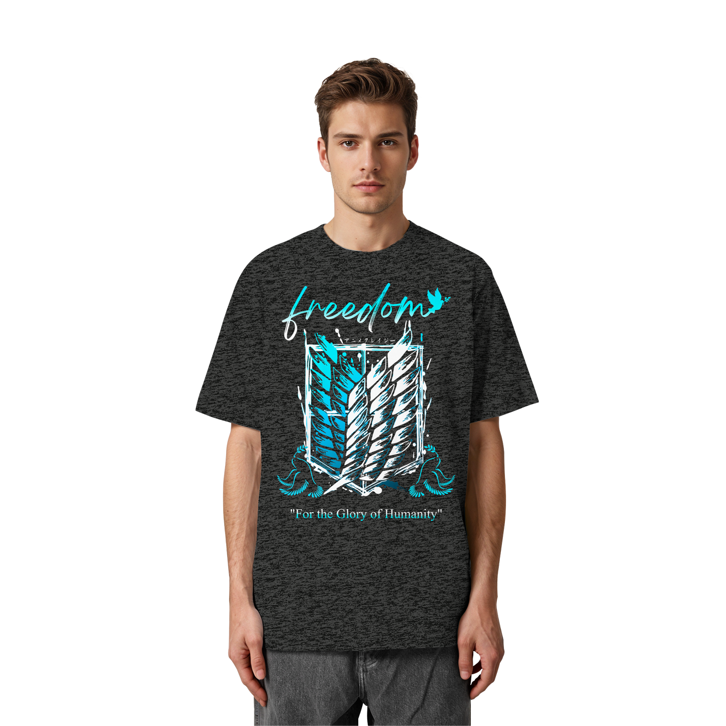 "Blue Rebellion - Wings Of Hope" Front Heavy Oversized Organic Shirt