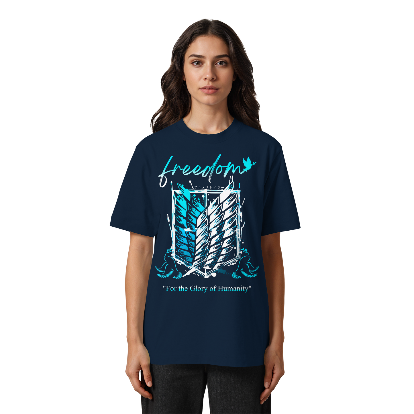 "Blue Rebellion - Wings Of Hope" Front Heavy Oversized Organic Shirt