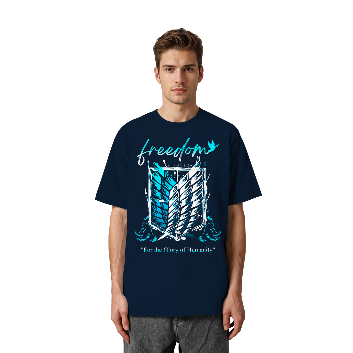 "Blue Rebellion - Wings Of Hope" Front Heavy Oversized Organic Shirt