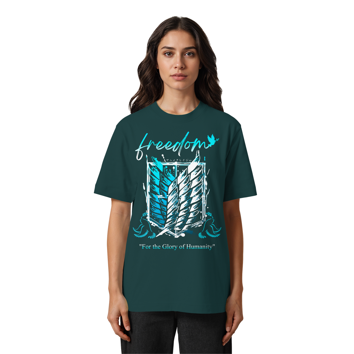 "Blue Rebellion - Wings Of Hope" Front Heavy Oversized Organic Shirt
