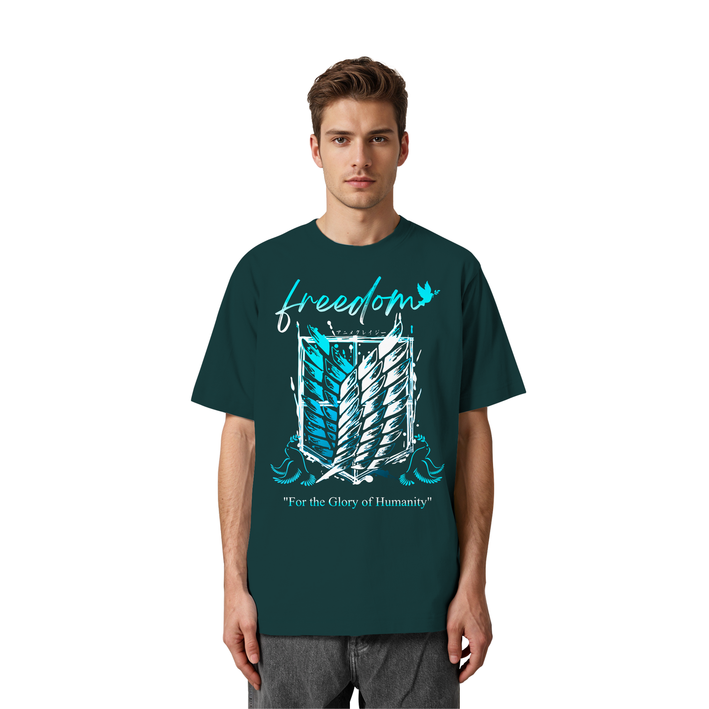 "Blue Rebellion - Wings Of Hope" Front Heavy Oversized Organic Shirt