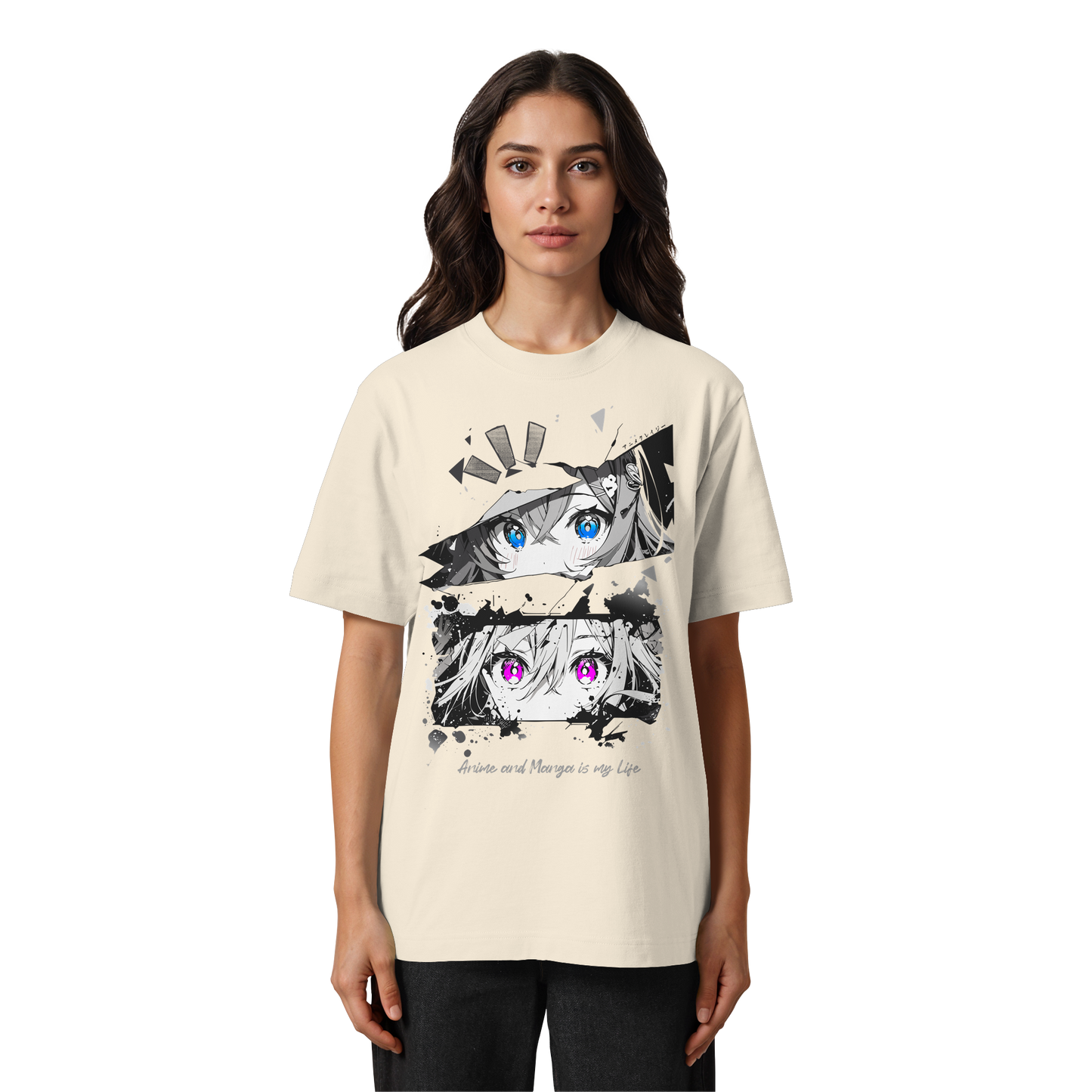 "Anime Eyes" Front - Heavy Oversized Organic Shirt