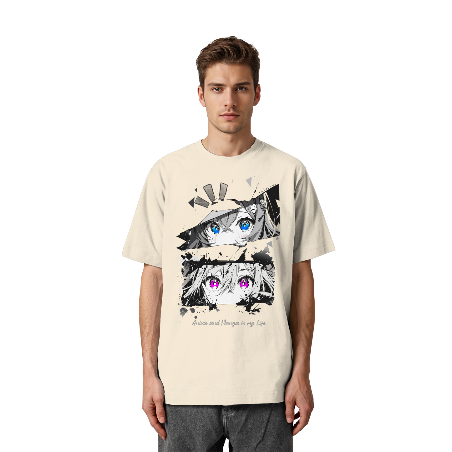 "Anime Eyes" Front - Heavy Oversized Organic Shirt