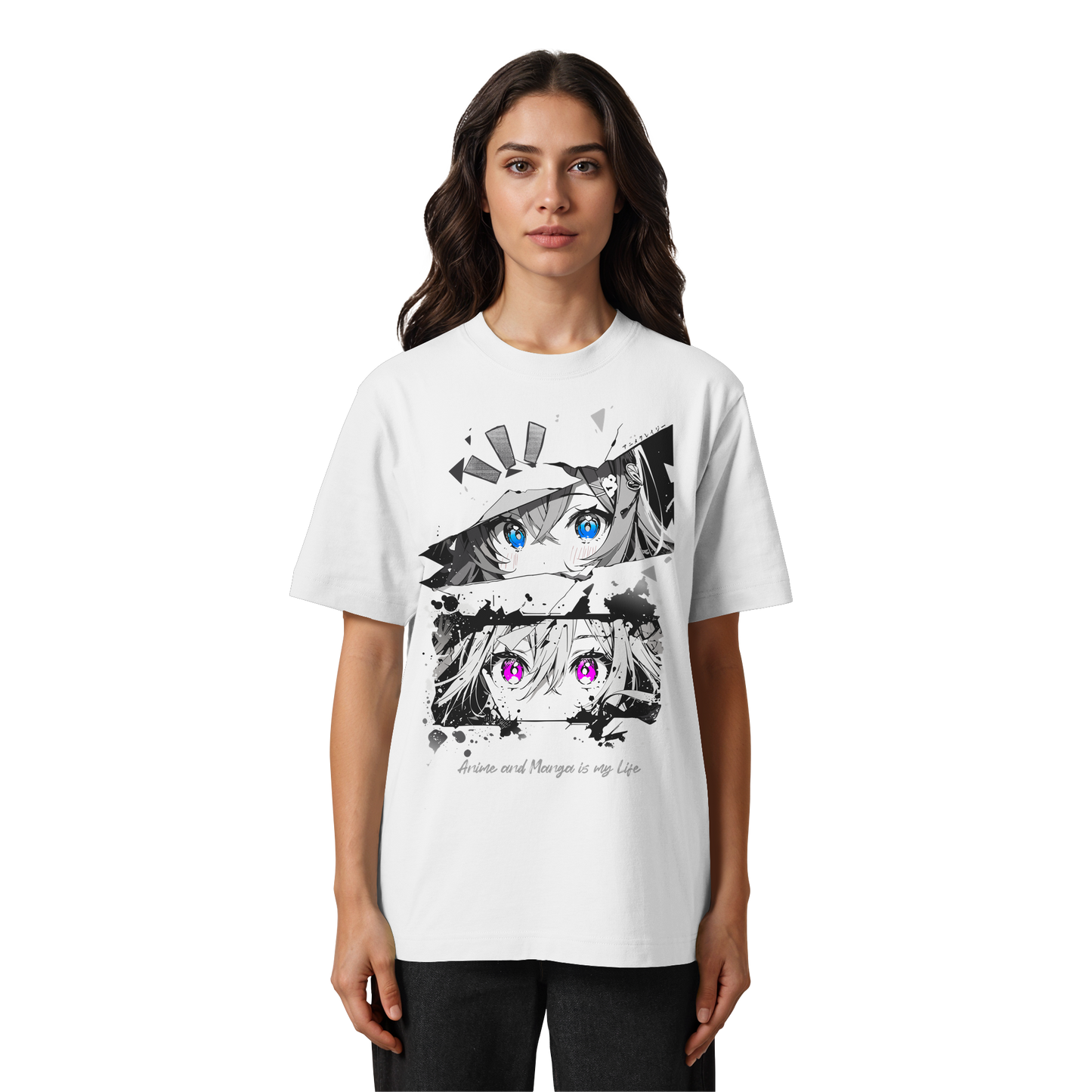 "Anime Eyes" Front - Heavy Oversized Organic Shirt