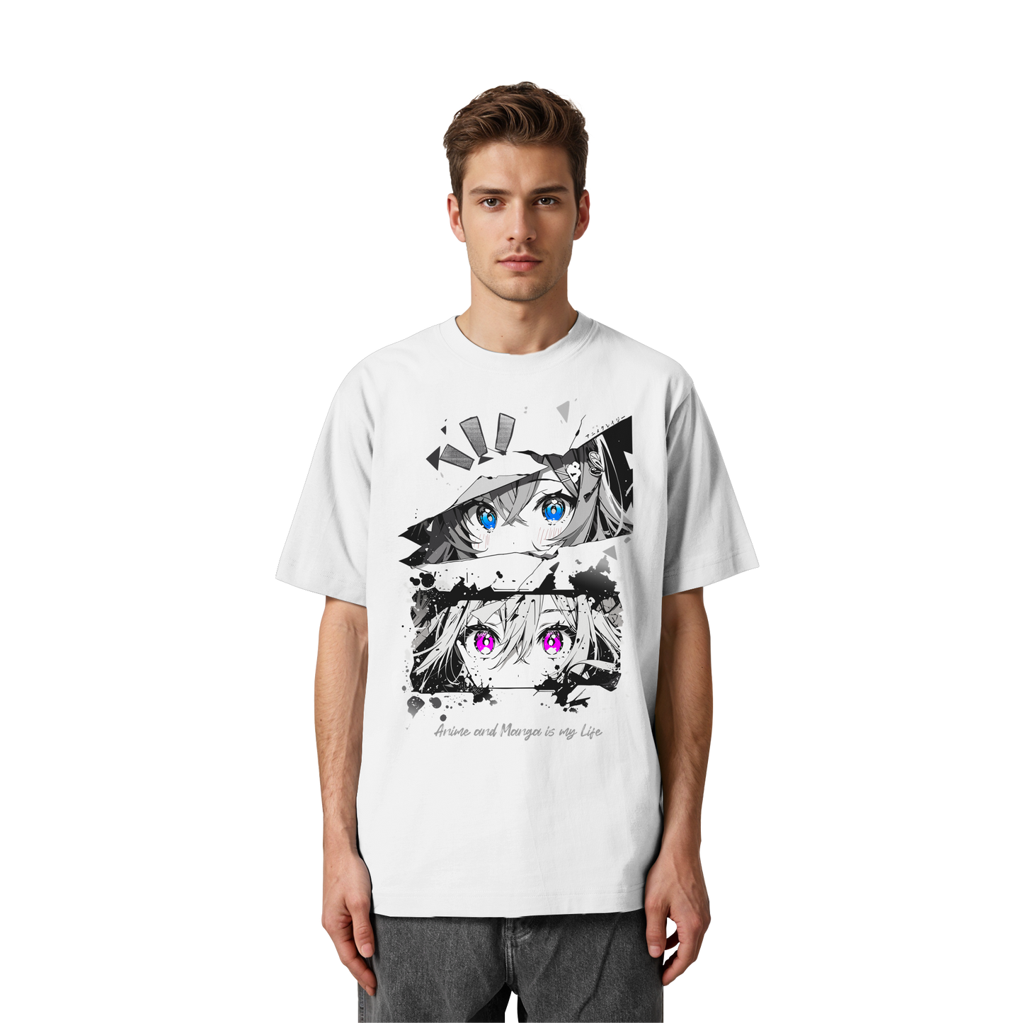 "Anime Eyes" Front - Heavy Oversized Organic Shirt