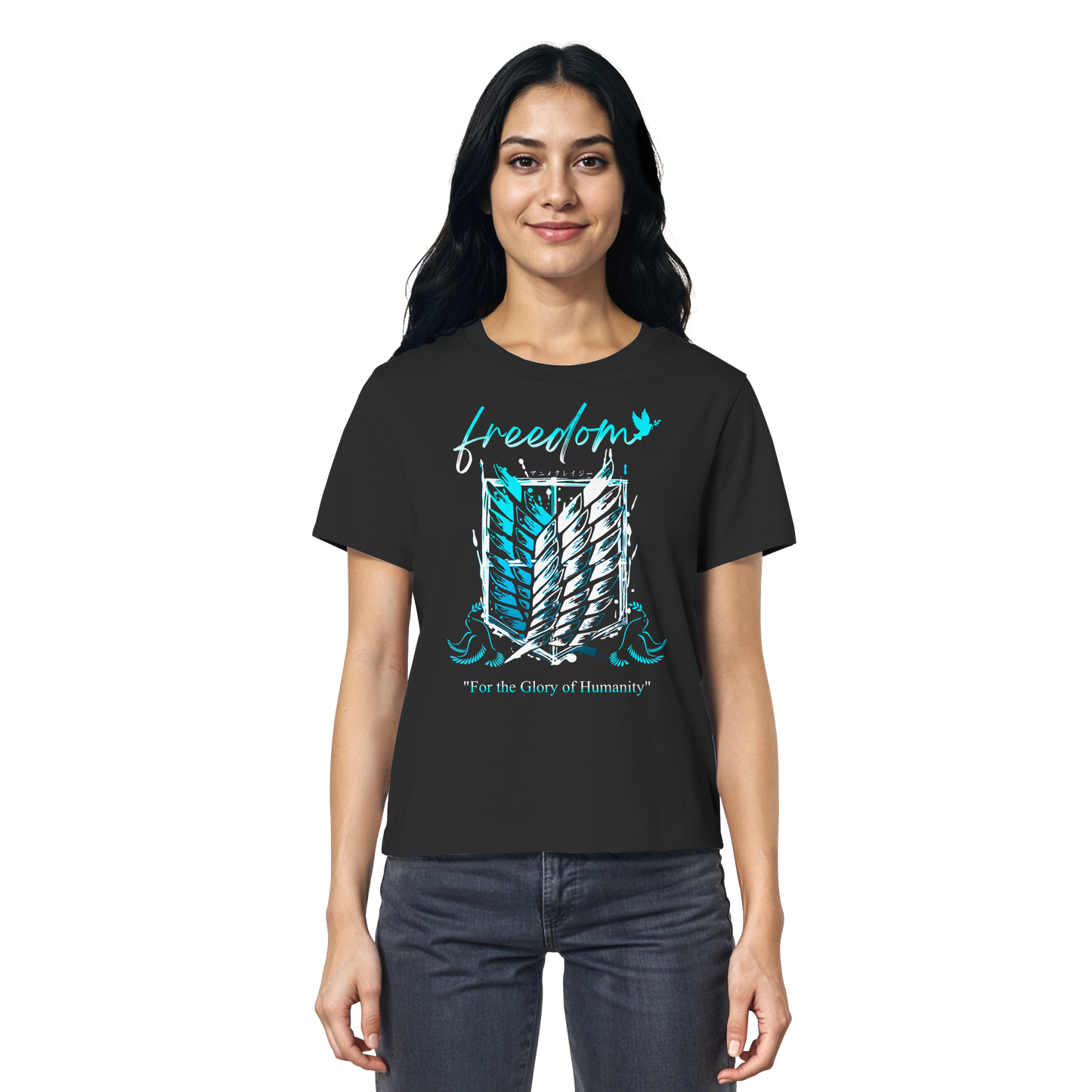 "Blue Rebellion - Wings Of Hope" Front Women Organic Shirt