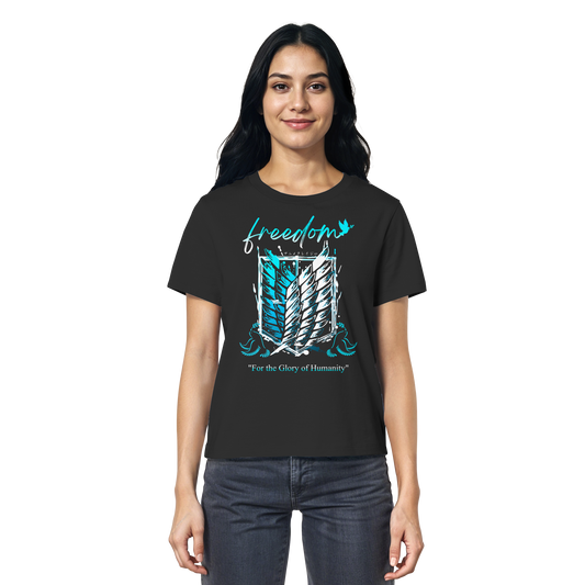 "Blue Rebellion - Wings Of Hope" Front Women Organic Shirt