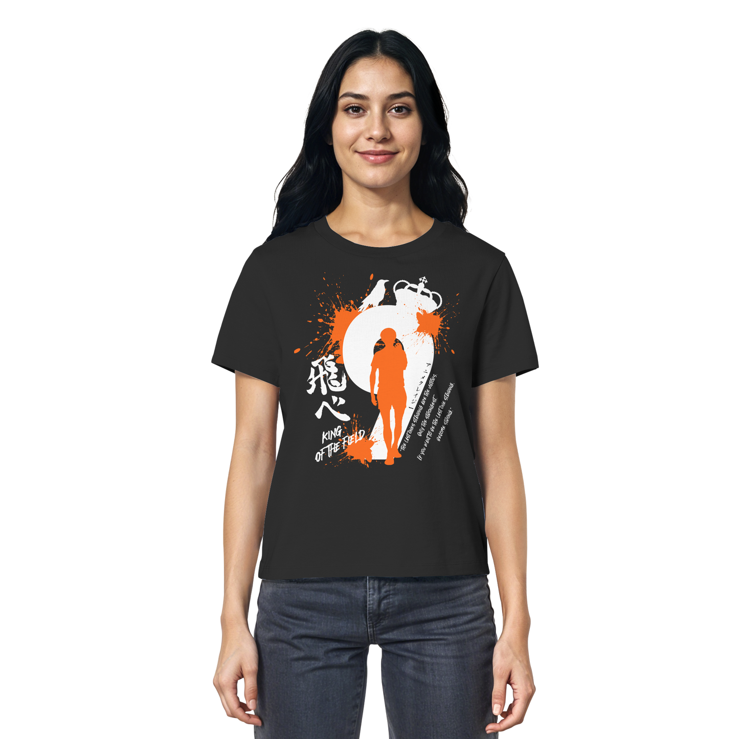 "King Of The Field" Front Black Women Organic Shirt