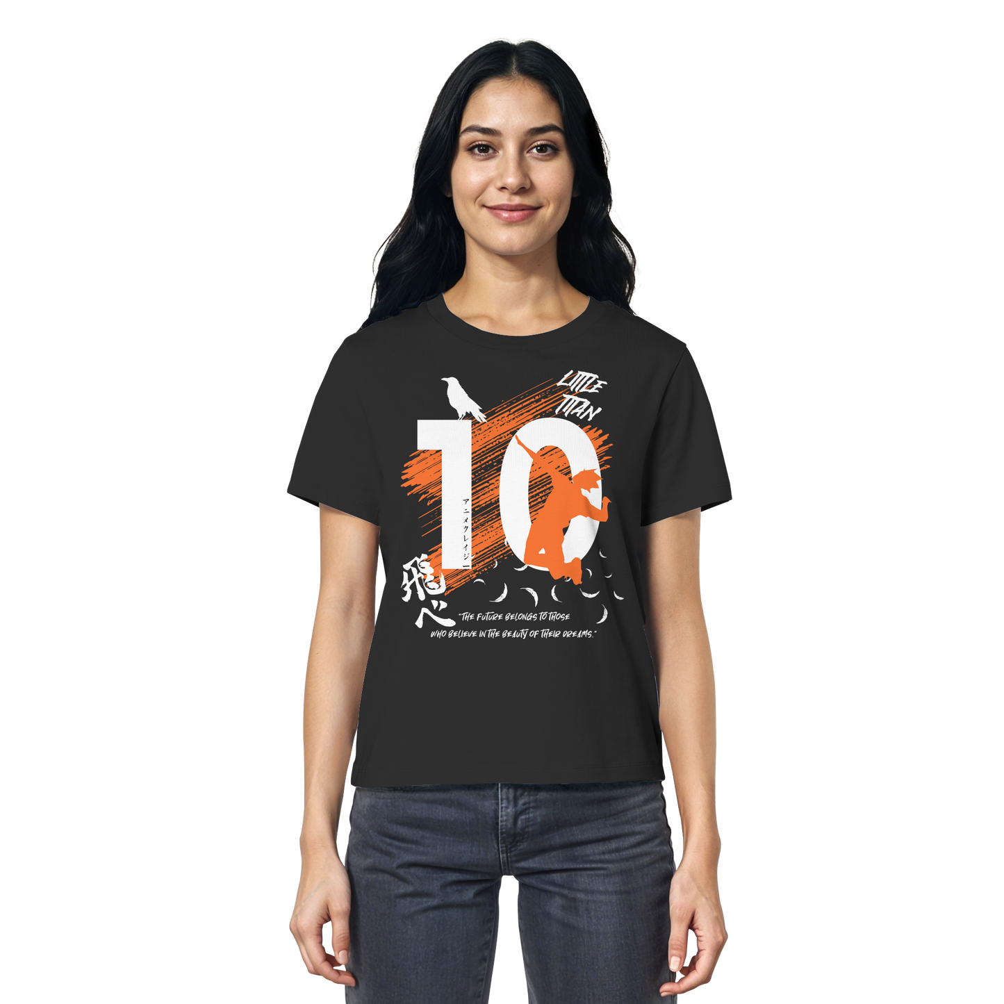 "Little Titan" Front Black Women Organic Shirt