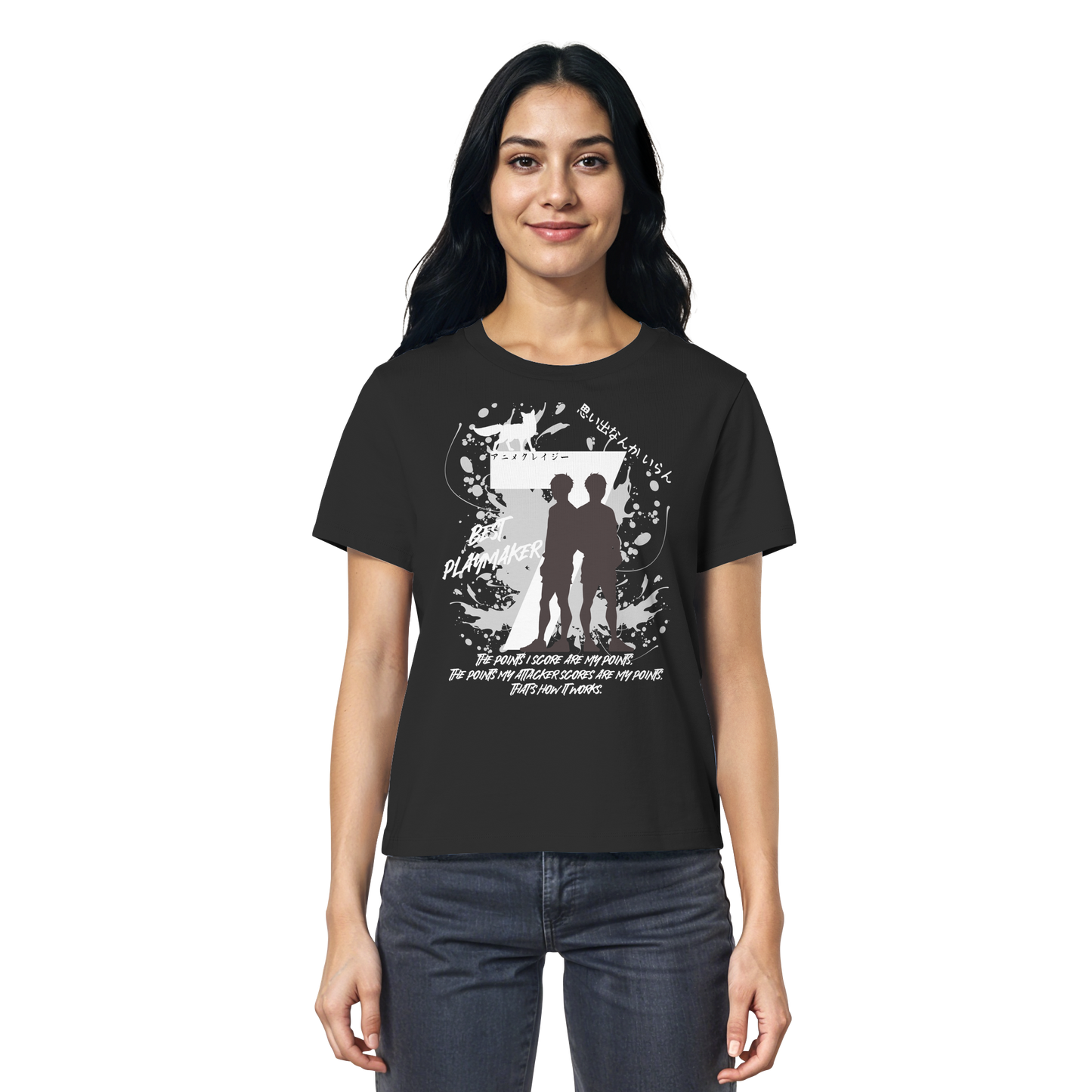 "Best Playmaker" Front Black Women Organic Shirt