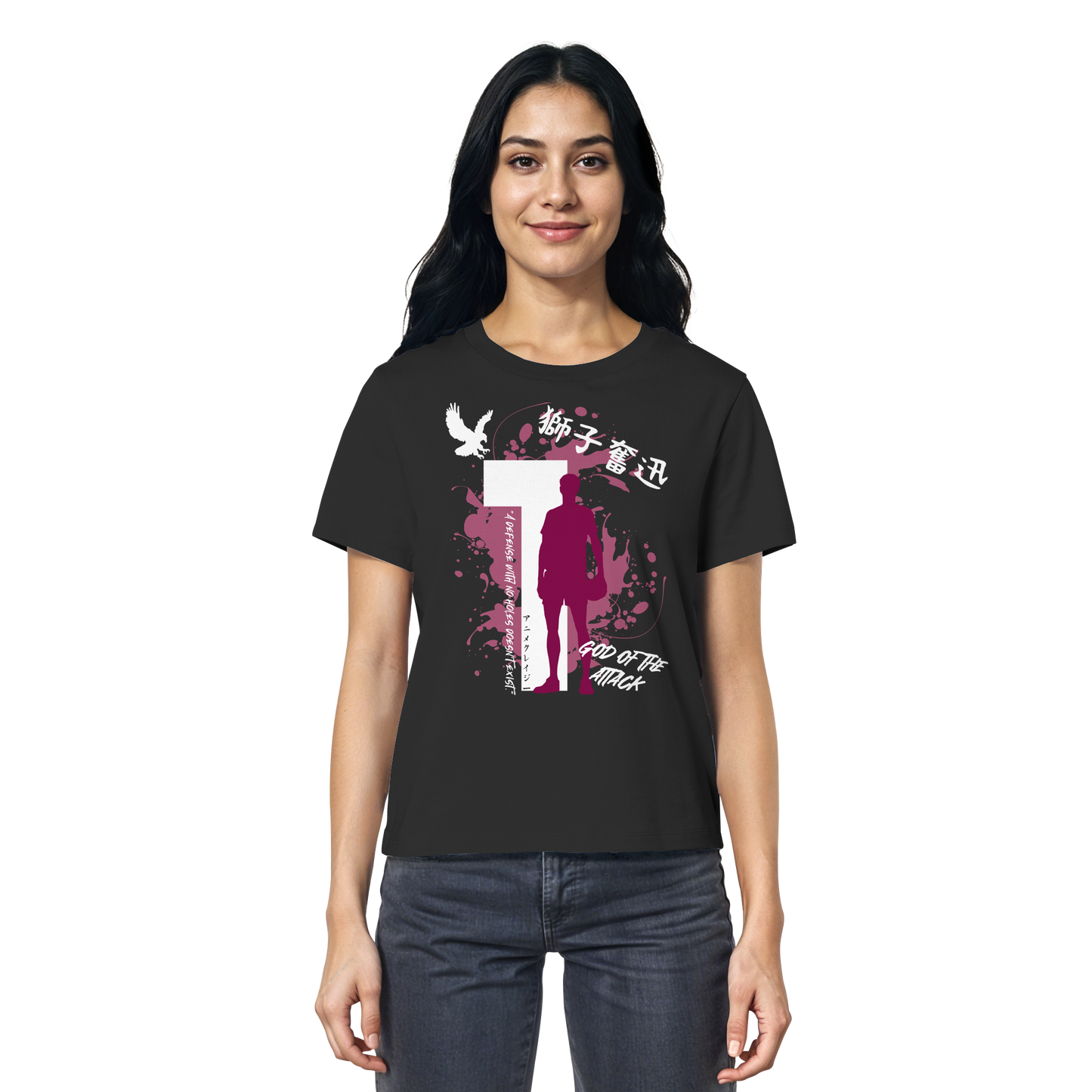 "God Of The Attack" Front Black Women Organic Shirt
