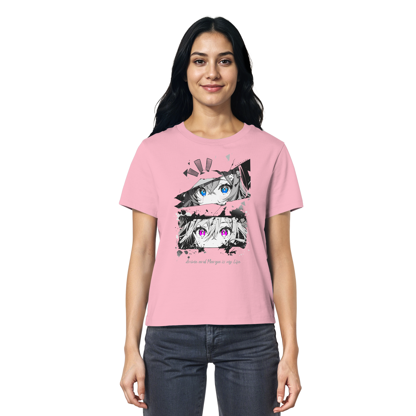 "Anime Eyes" Front - Ladies Organic Shirt