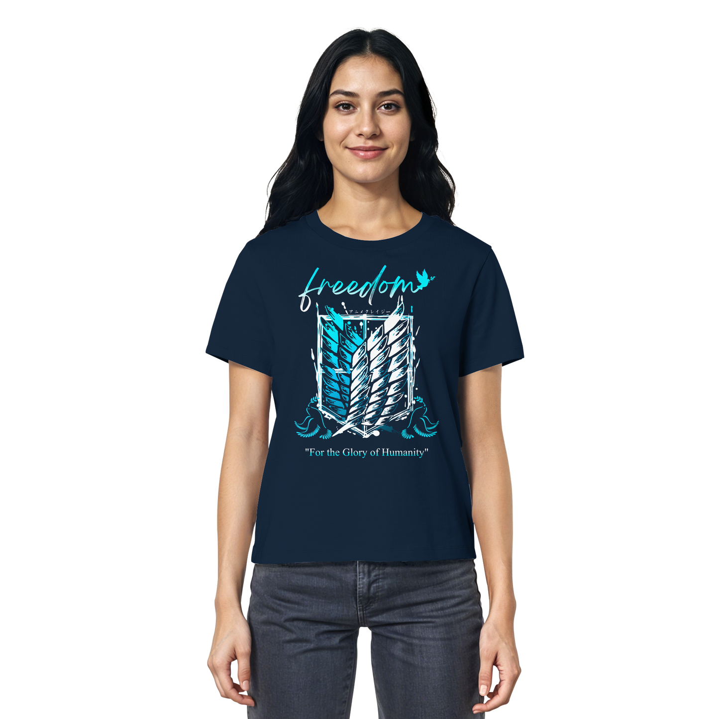 "Blue Rebellion - Wings Of Hope" Front Women Organic Shirt