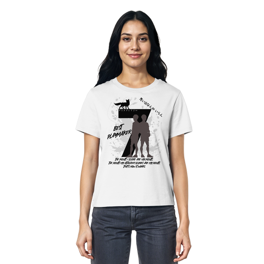 "Best Playmaker" Front White Women Organic Shirt