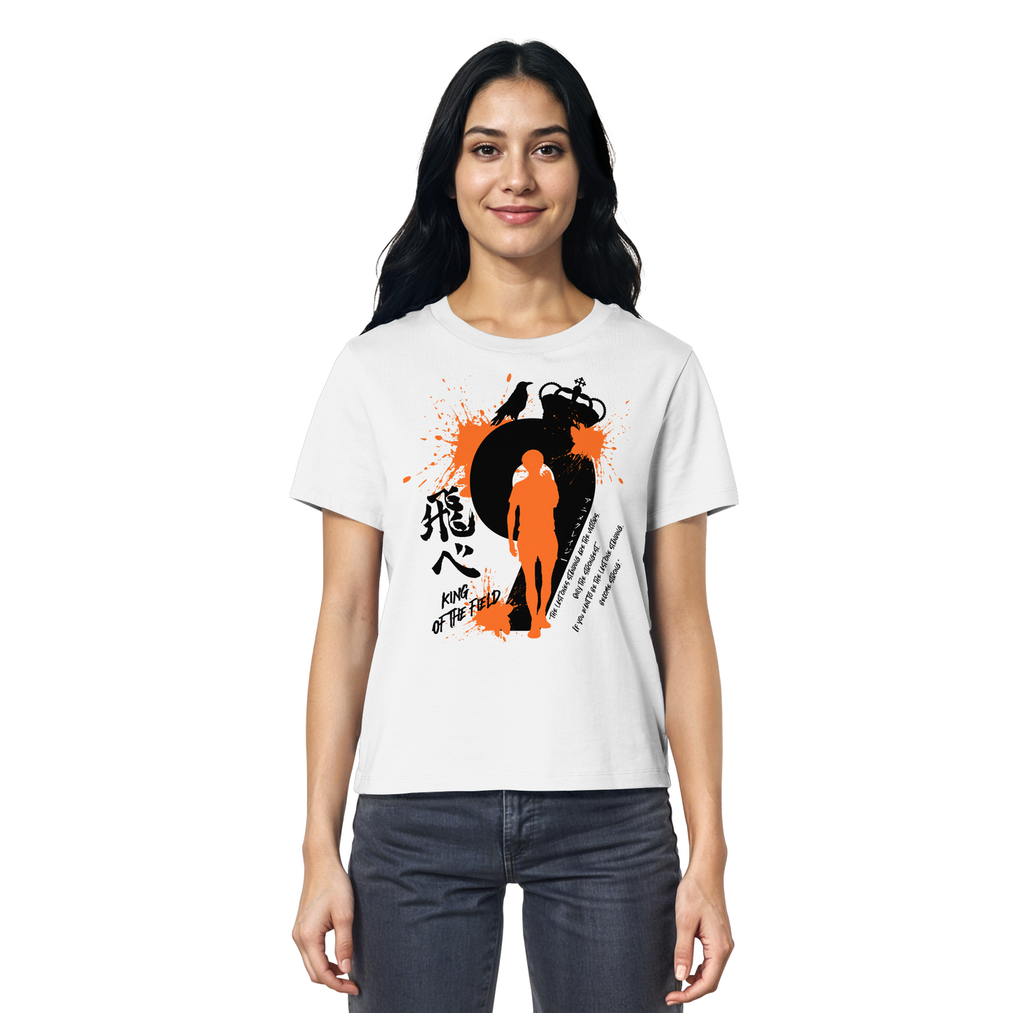 "King Of The Field" Front White Women Organic Shirt