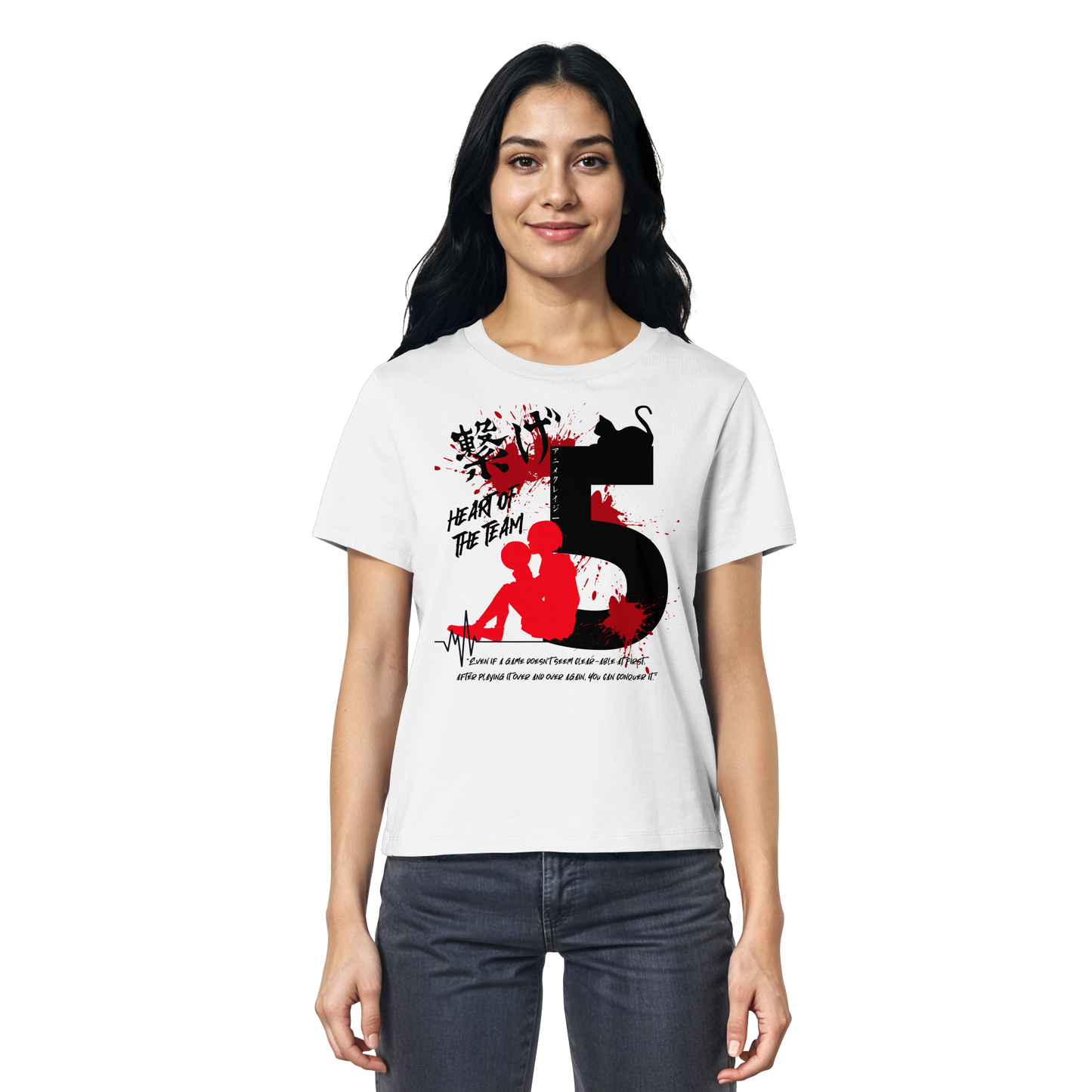 "Heart Of The Team" Front White Women Organic Shirt