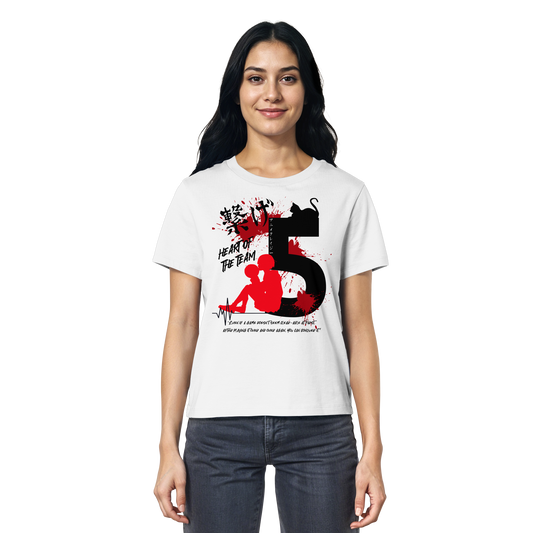"Heart Of The Team" Front White Women Organic Shirt