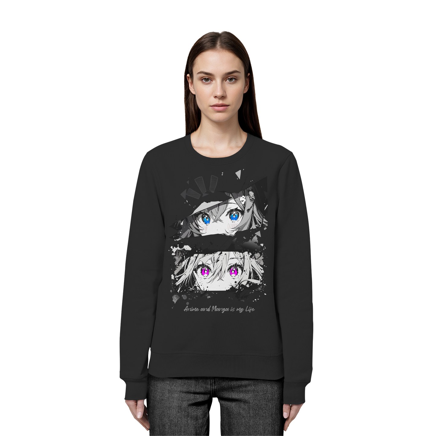 "Anime Eyes" Front - Organic Basic Unisex Sweatshirt