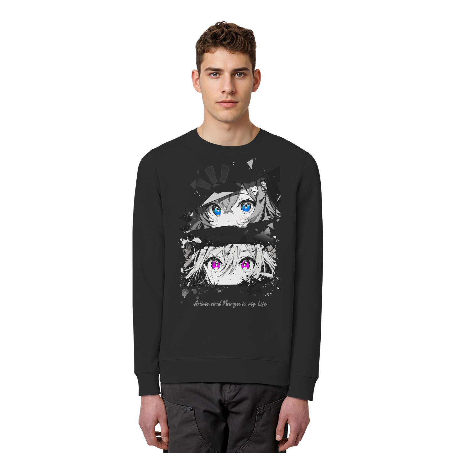 "Anime Eyes" Front - Organic Basic Unisex Sweatshirt