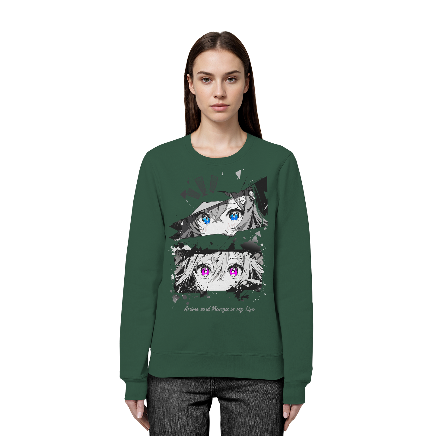 "Anime Eyes" Front - Organic Basic Unisex Sweatshirt