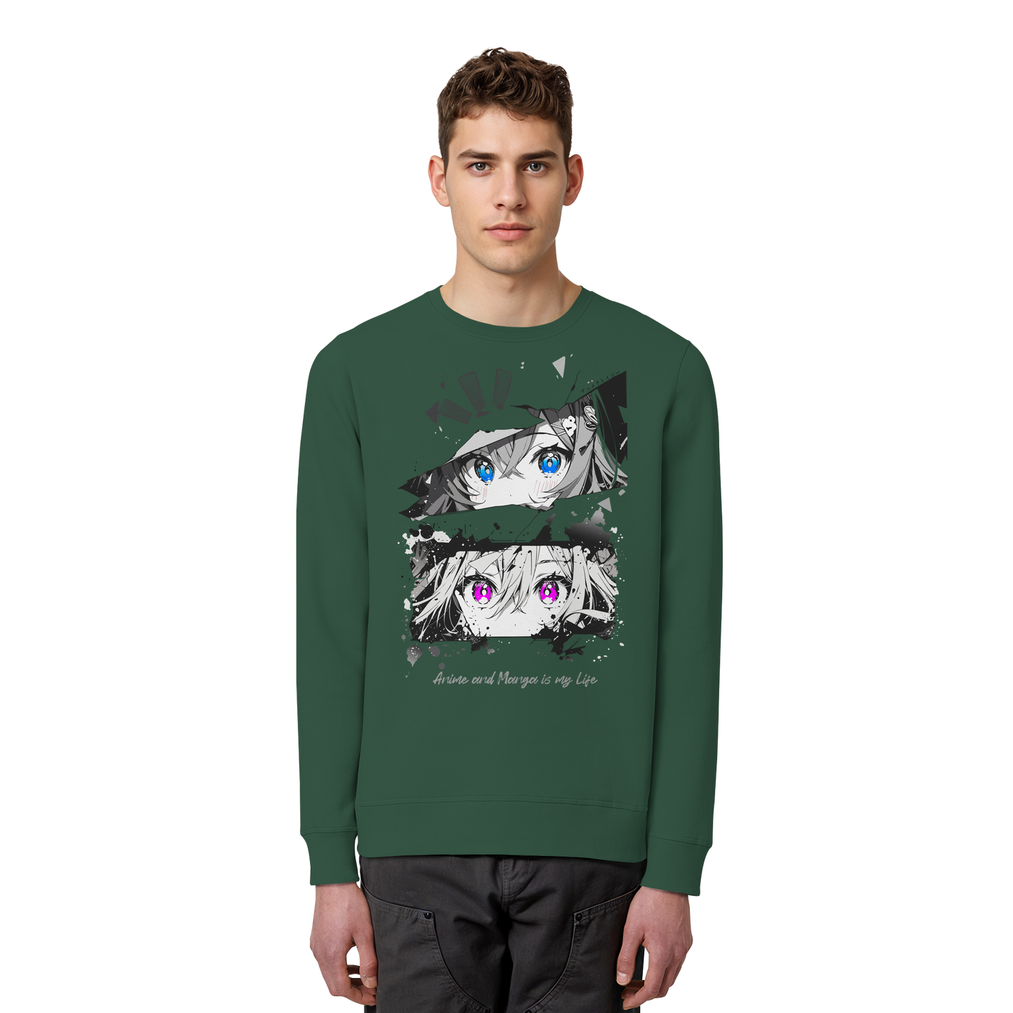 "Anime Eyes" Front - Organic Basic Unisex Sweatshirt