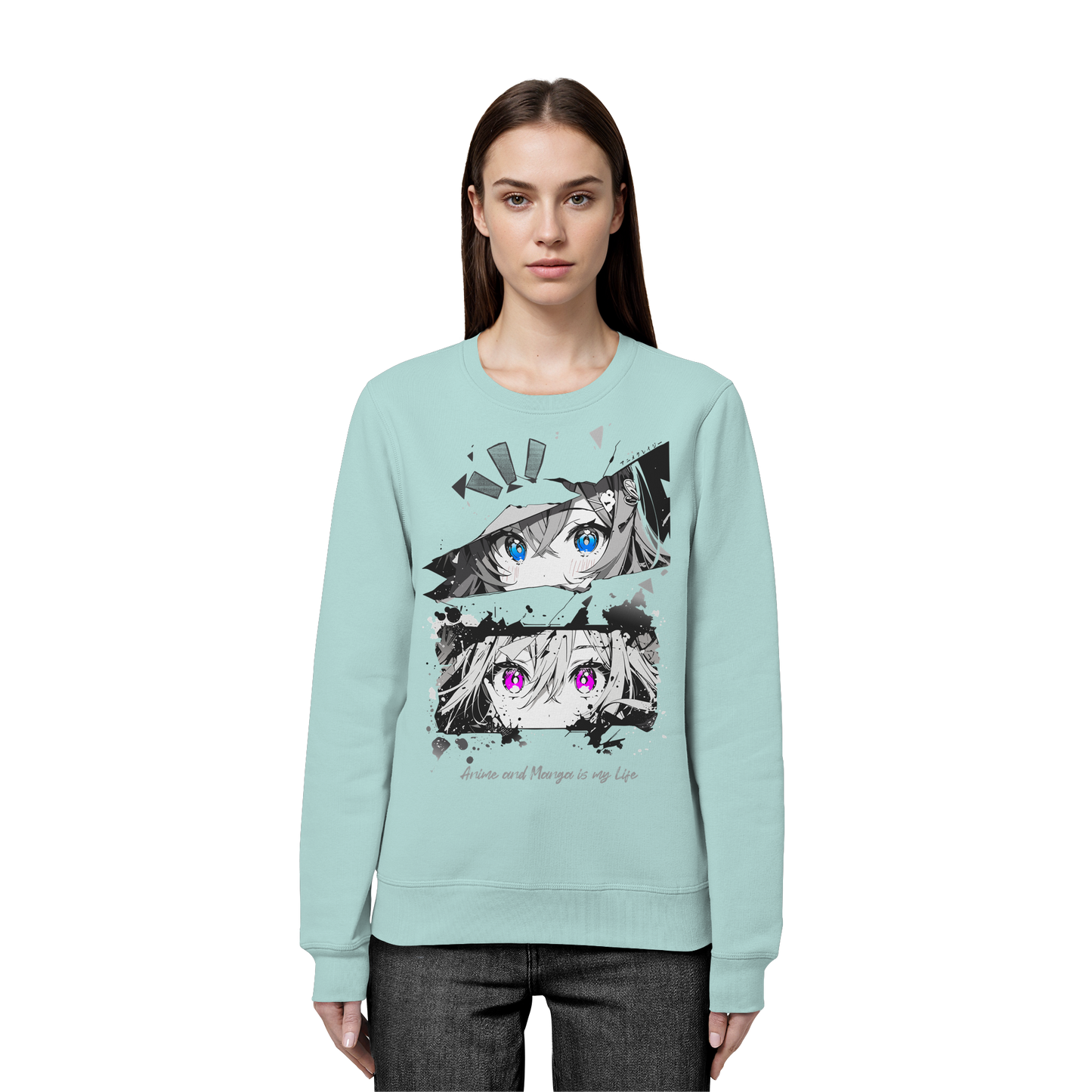 "Anime Eyes" Front - Organic Basic Unisex Sweatshirt