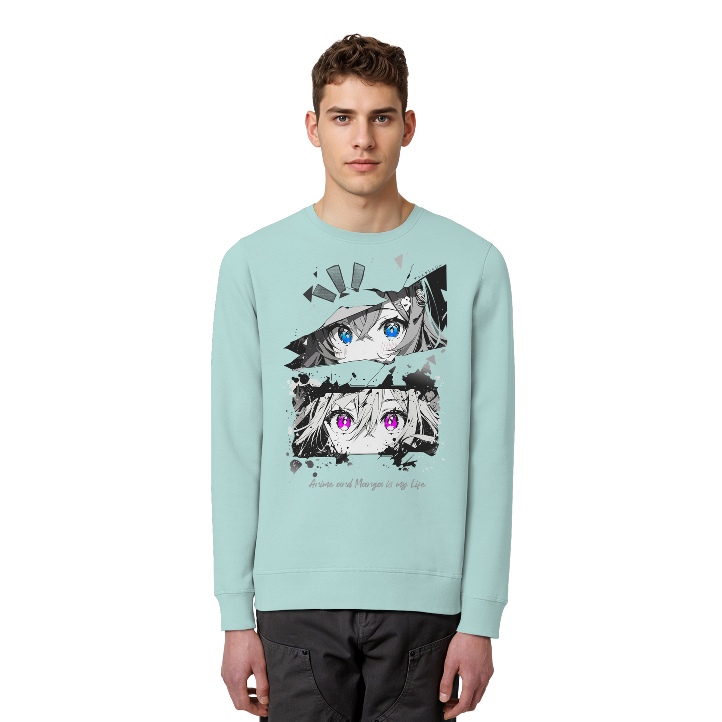 "Anime Eyes" Front - Organic Basic Unisex Sweatshirt