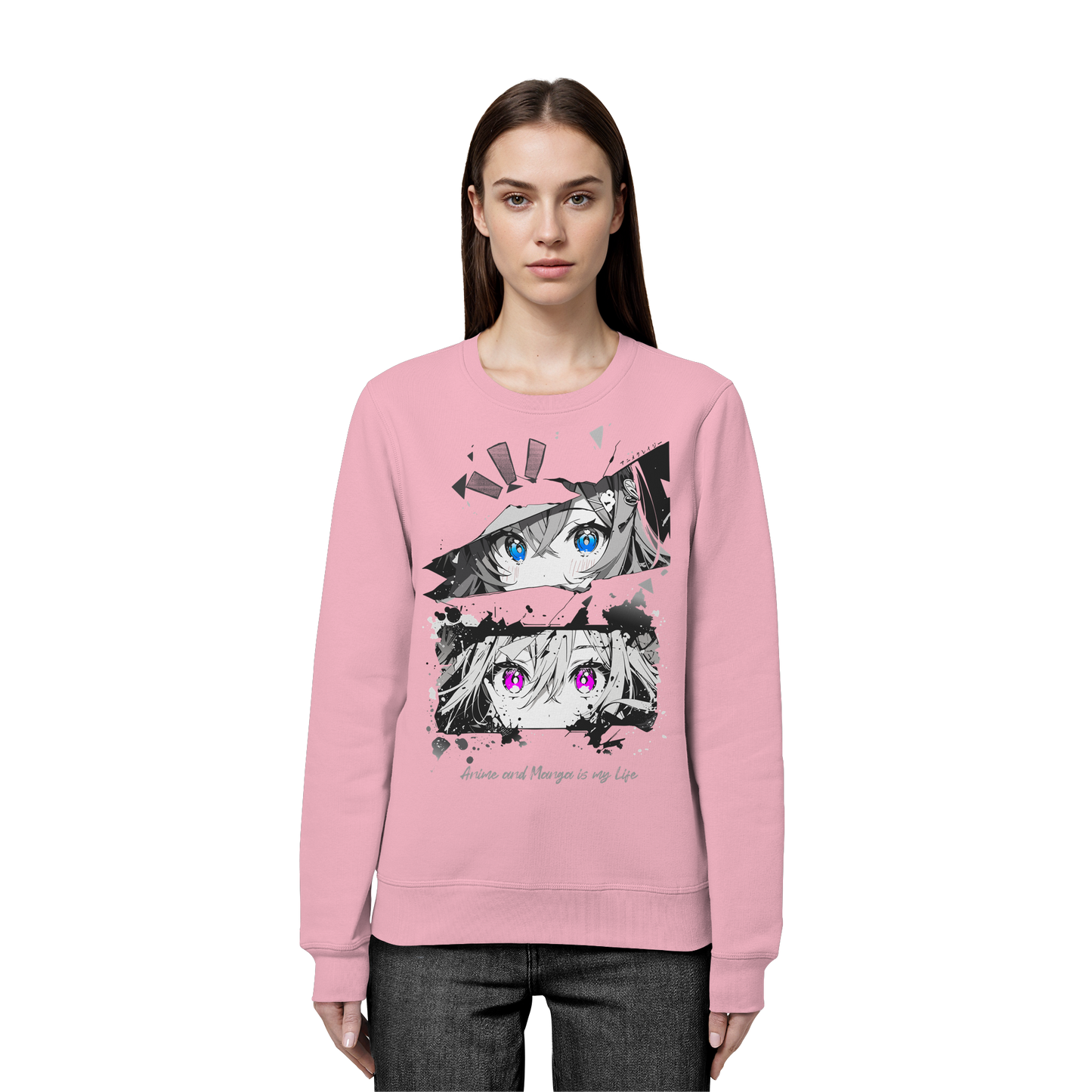 "Anime Eyes" Front - Organic Basic Unisex Sweatshirt
