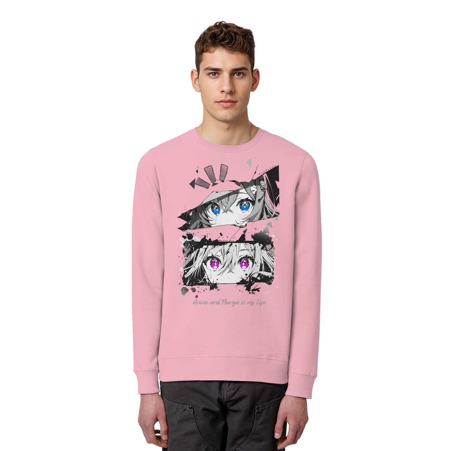 "Anime Eyes" Front - Organic Basic Unisex Sweatshirt