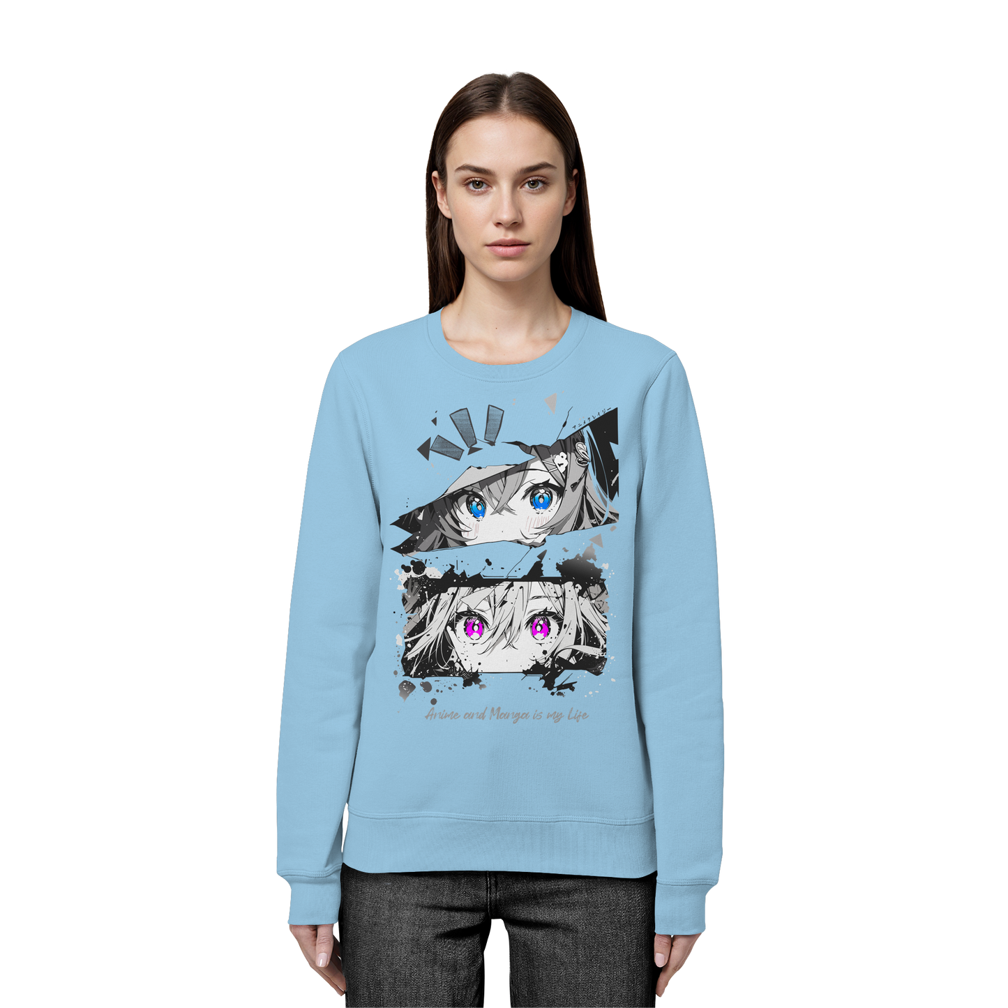 "Anime Eyes" Front - Organic Basic Unisex Sweatshirt