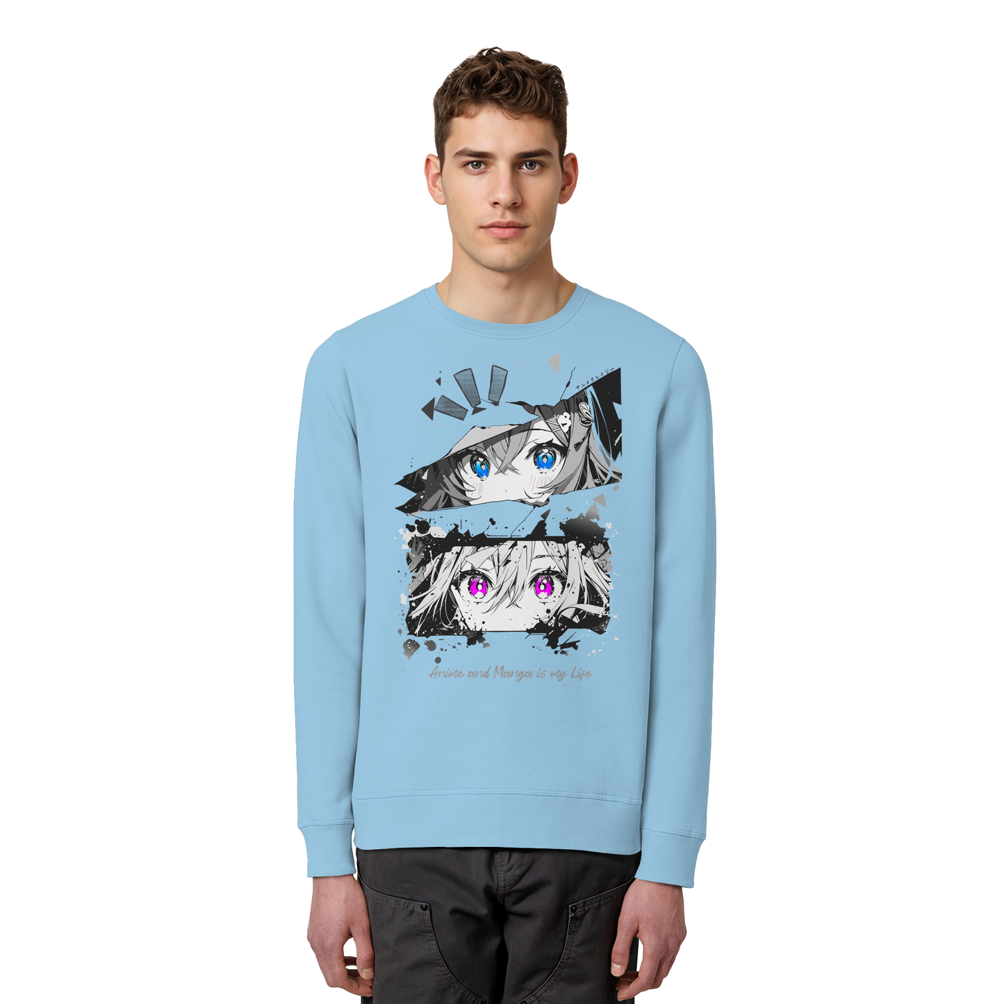 "Anime Eyes" Front - Organic Basic Unisex Sweatshirt