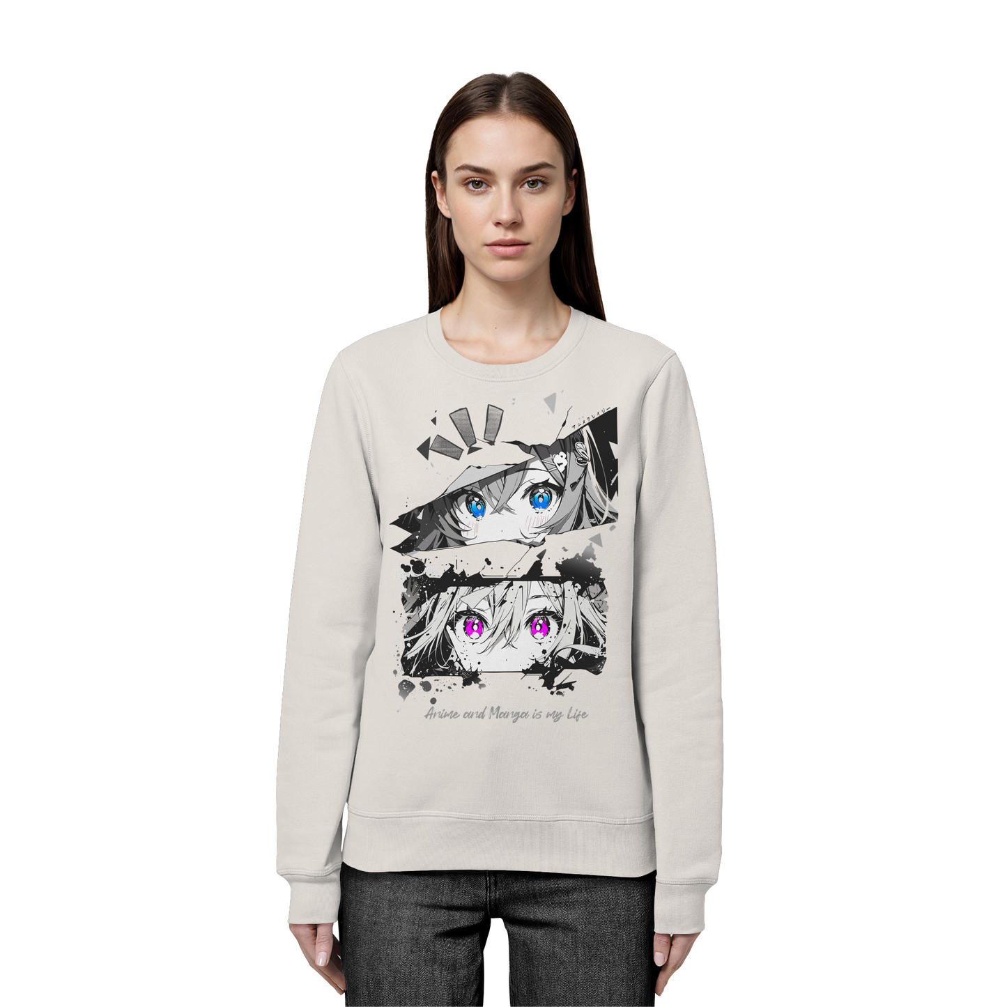 "Anime Eyes" Front - Organic Basic Unisex Sweatshirt