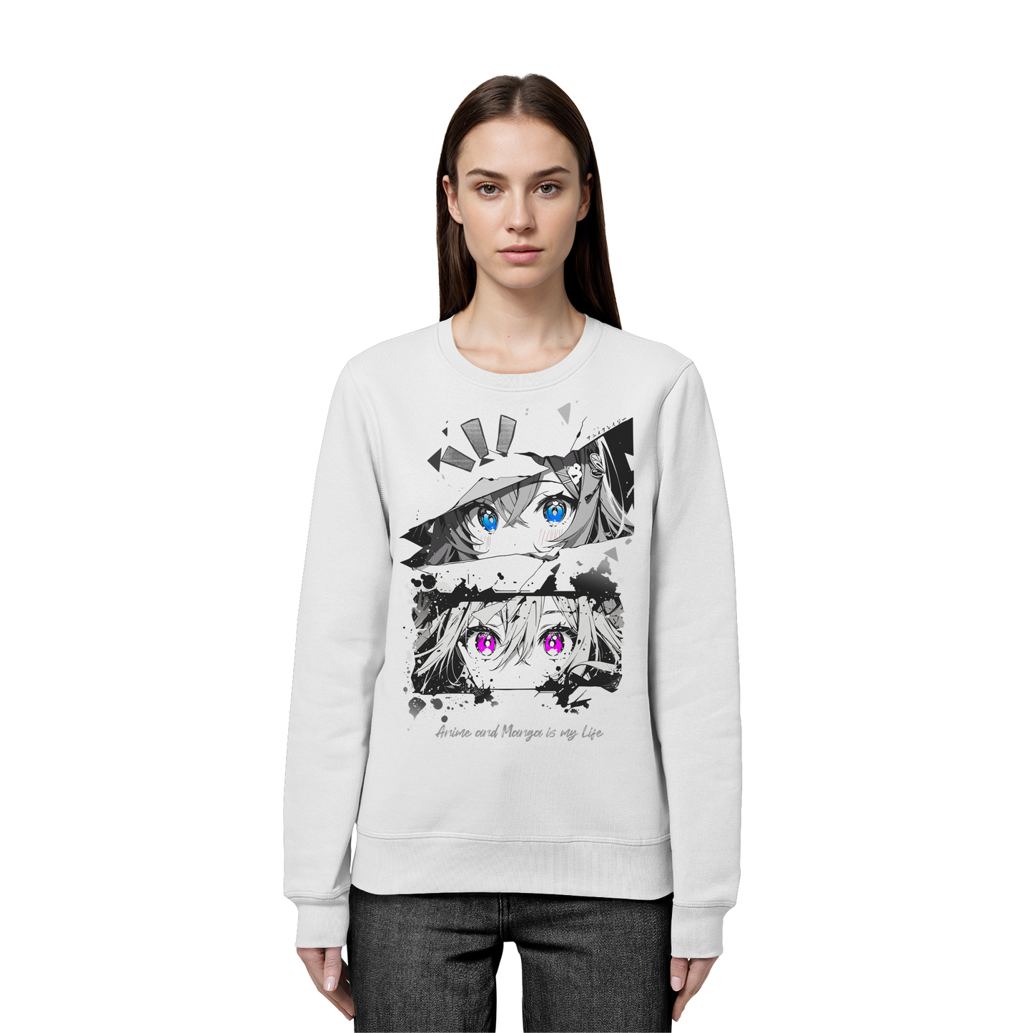 "Anime Eyes" Front - Organic Basic Unisex Sweatshirt