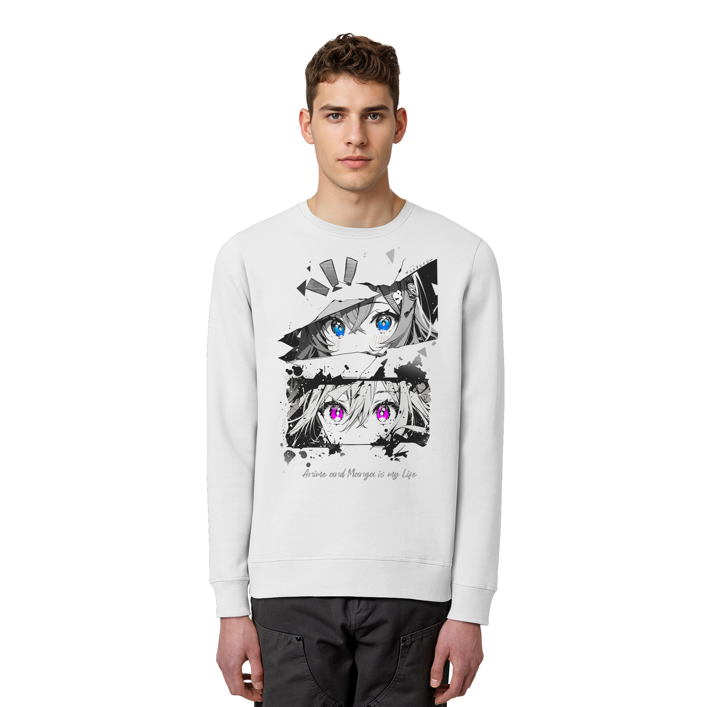 "Anime Eyes" Front - Organic Basic Unisex Sweatshirt