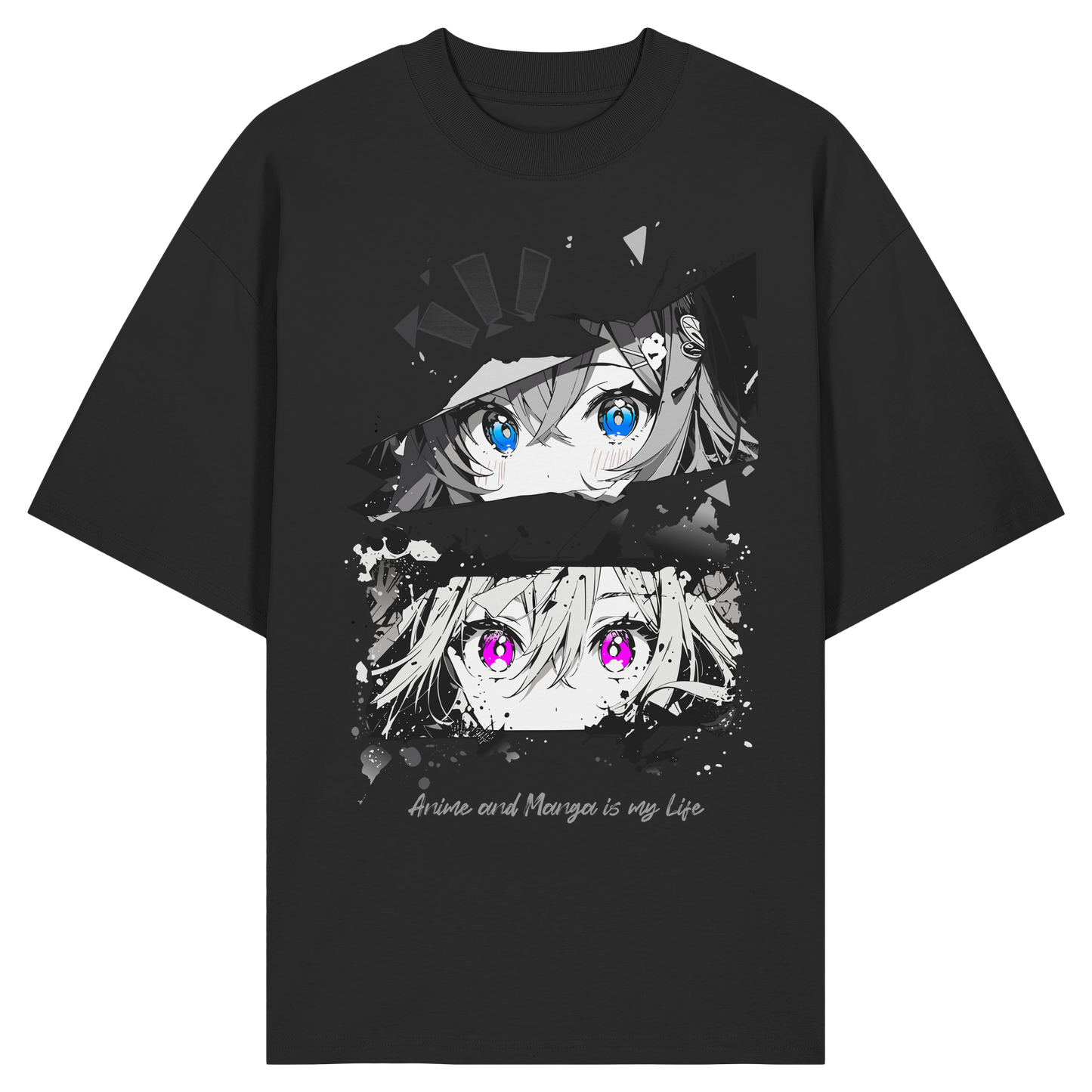 "Anime Eyes" Front - Organic Oversize Shirt
