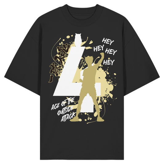 "Ace Of The Outside Attack" Front Organic Oversize Shirt