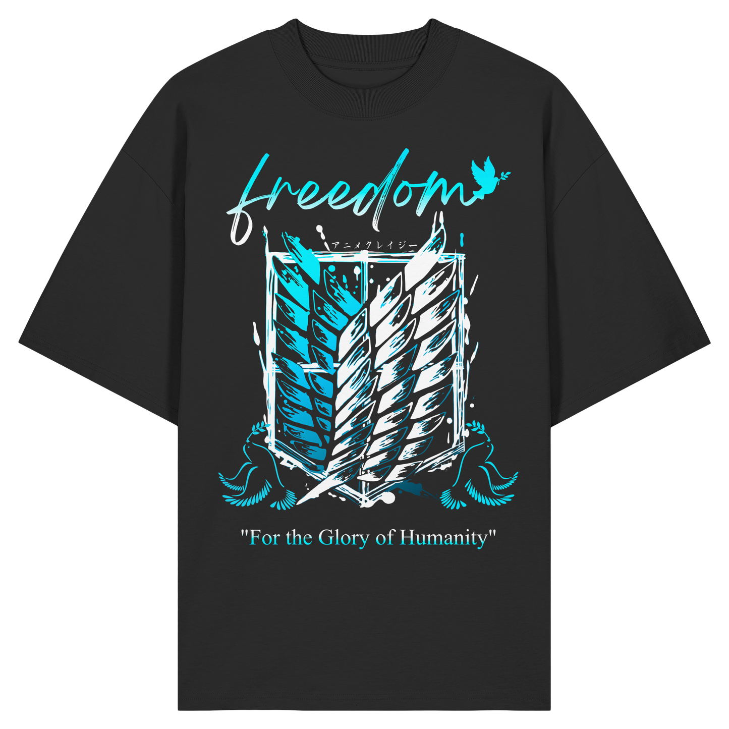 "Blue Rebellion - Wings Of Hope" Front Organic Oversized Shirt