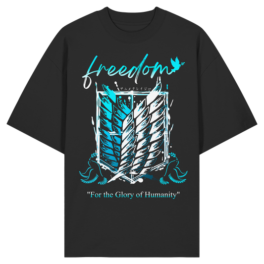 "Blue Rebellion - Wings Of Hope" Front Organic Oversized Shirt