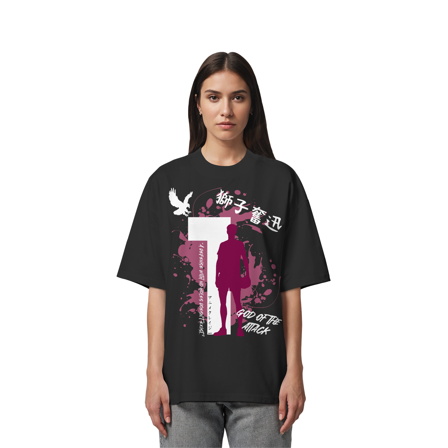 "God Of The Attack" Front Organic Oversize Shirt