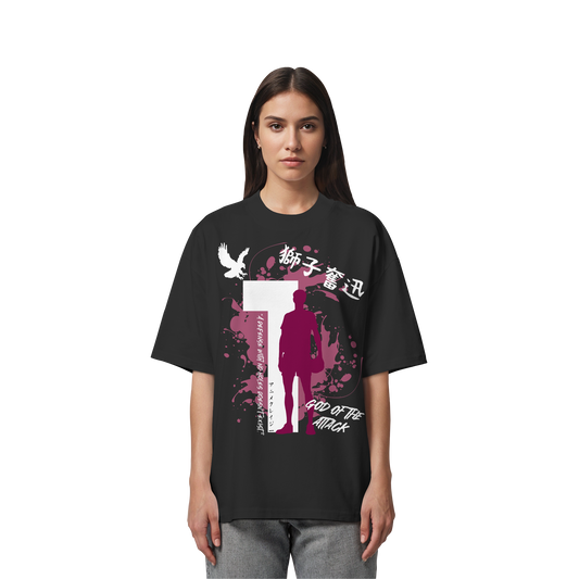 "God Of The Attack" Front Organic Oversize Shirt